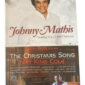 Set lot 2 Nat King Cole Christmas Song Johnny Mathis Sending You vinyl record